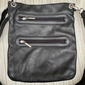 Margot Black Soft Leather Slim Shoulder Crossbody Bag